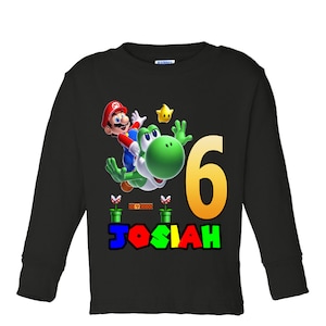 Super Mario Birthday Shirt Custom personalized shirts for all family, Black t2 image 4