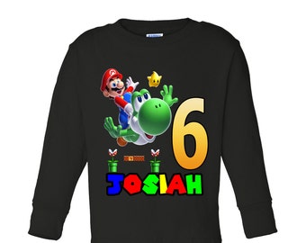 Super Mario Birthday Shirt, Mario personalized t-shirt, Custom Super Mario, Mario personalized shirts for all family