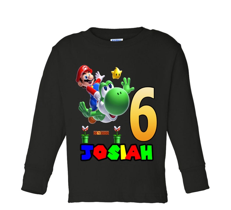 Super Mario Birthday Shirt Custom personalized shirts for all family, Black t2 image 4