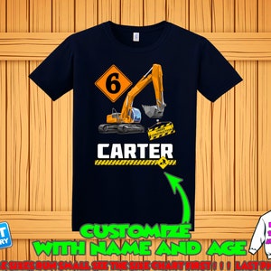 Personalized Excavator Shirt, Excavator Birthday Shirt, Excavator Custom Shirt, Excavator construction site matching family Birthday Shirts