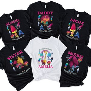 Trolls Birthday Shirt: Family Matching DTG Print