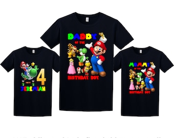 Super Mario Birthday Shirt, Super Mario Custom tShirt, Personalized Mario Shirt, Mario family shirts, Birthday t-shirt for girls and boys