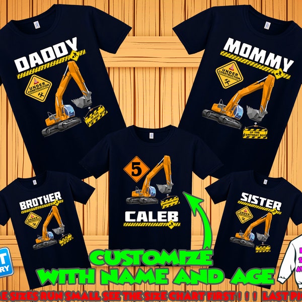 Excavator Birthday Shirt, Excavator Custom Shirt, Personalized Excavator Shirt, Excavator construction site matching family Birthday Shirts