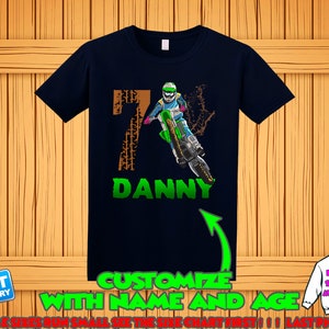Dirt bike custom tshirt, Dirt bike birthday shirt, Dirt bike theme party shirts, Dirt bike family matching shirts, Motorcycle shirt name age