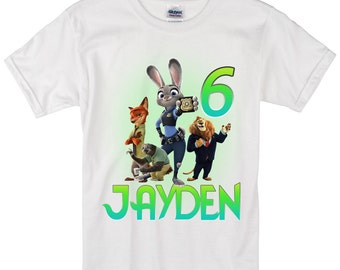 Zootopia Birthday Long Sleeve and Short Sleeve Shirt, Custom personalized t-shirts for all family,