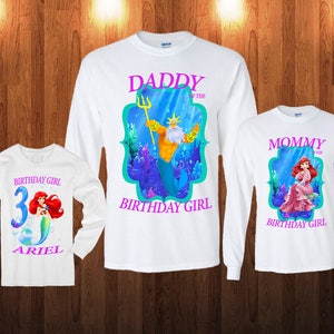 Ariel The little mermaid Birthday shirt, Long Sleeve and Short Sleeve Shirt,, L2 image 3