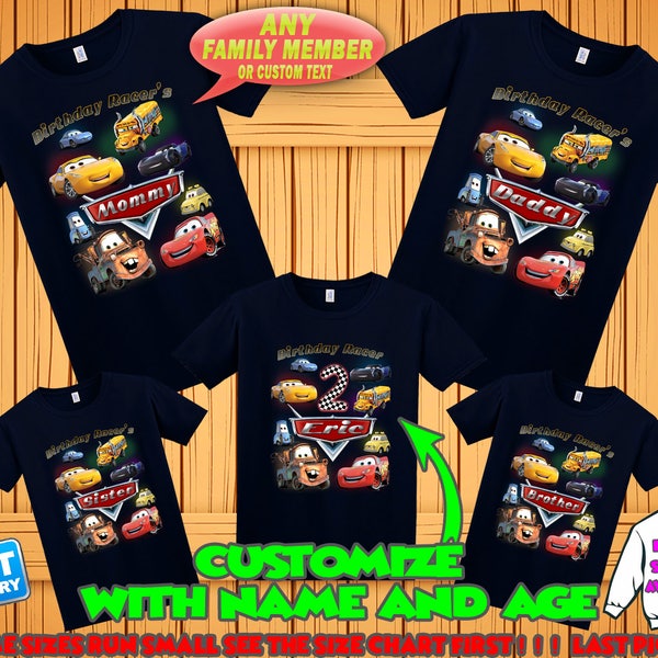 Disney Cars birthday shirt, Cars birthday tshirt, Cars theme party shirts, Cars family shirts, Cars matching shirts