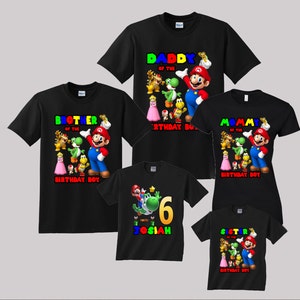 Super Mario Birthday Shirt Custom personalized shirts for all family, Black t2 image 1