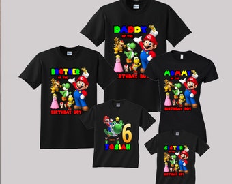 Super Mario Birthday Shirt Custom personalized shirts for all family, Black t2