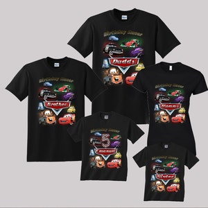 Disney Cars Birthday Shirt Lightning McQueen Birthday Shirt Custom personalized shirts for all family, Black