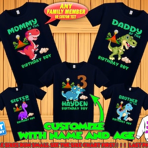 Personalized Dinosaur Birthday Shirt: Matching Family T-Shirts