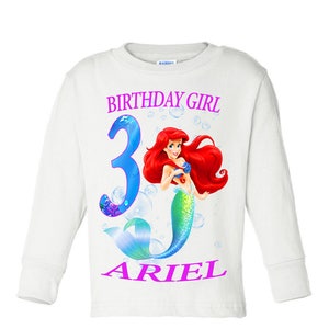 Ariel The little mermaid Birthday shirt, Long Sleeve and Short Sleeve Shirt,, L2 image 4