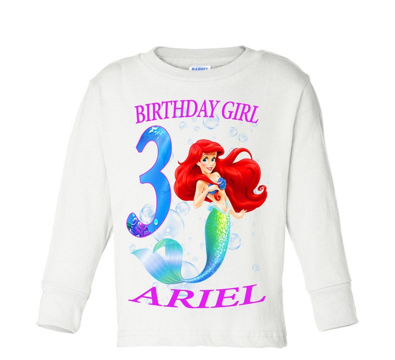 Ariel The little mermaid Birthday shirt, Long Sleeve and Short Sleeve Shirt,, L2 image 4