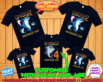 Personalized Shark Birthday Shirt: Matching Family T-Shirts