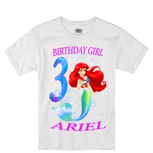 Ariel The little mermaid Birthday shirt, Long Sleeve and Short Sleeve Shirt,, L2 image 1