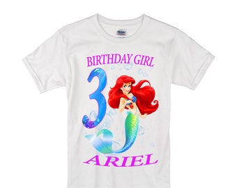 Ariel The little mermaid Birthday shirt, Long Sleeve and Short Sleeve Shirt,, L2