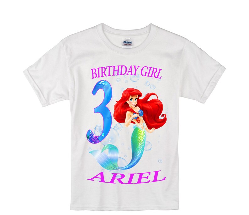 Ariel The little mermaid Birthday shirt, Long Sleeve and Short Sleeve Shirt,, L2 image 1