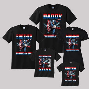 Captain America Long and Short sleeve shirt, Birthday Shirt Custom personalized shirts for all family, Captain America theme birthday shirts