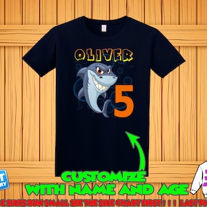 Personalized Shark Birthday Shirt: Custom Name & Age