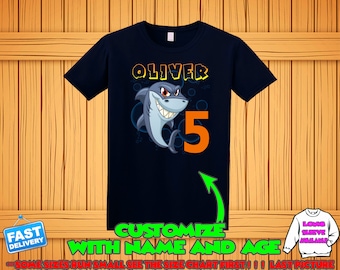 Personalized Shark Birthday Shirt: Custom Name & Age