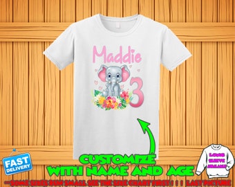 Elephant Custom personalized t-shirt, Elephant birthday shirt, Elephant theme party shirts, Elephant family matching shirts name and age