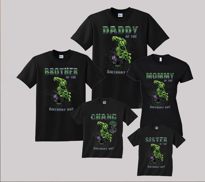 Incredible Hulk Birthday Shirt Custom personalized shirts for all family, Black image 1