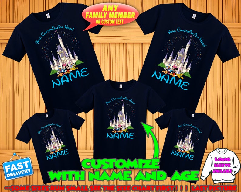 Disney family matching custom t-shirts, Family vacation disney shirts, custom Personalized disney shirt, Birthday Disney Shirts Black Short Sleeve