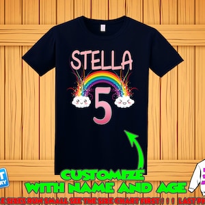 Rainbow custom birthday shirt, Rainbow personalized t-shirt, Rainbow theme party shirts, Rainbow family matching shirts, Rainbow name age