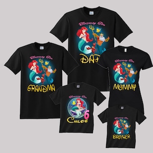 The little mermaid Ariel Birthday Shirt Custom personalized shirts for all family, Black b2