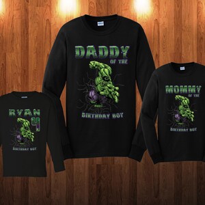 Incredible Hulk Birthday Shirt Custom personalized shirts for all family, Black image 3