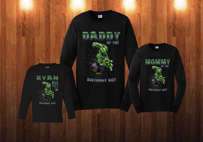 Incredible Hulk Birthday Shirt Custom personalized shirts for all family, Black image 3