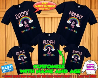 Rainbow custom birthday shirt, Rainbow personalized t-shirt, Rainbow theme party shirts, Rainbow family matching shirts, Rainbow name age