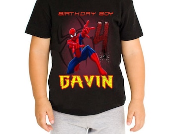 Spiderman Birthday Shirt Custom personalized shirts for all family, Black