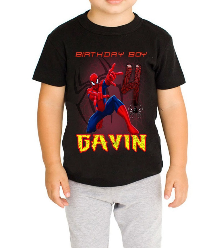Personalized Custom - Spiderman Family, Shirts Etsy Birthday for Shirt All Black
