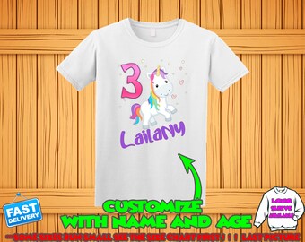 Unicorn Custom shirt, Unicorn personalized t-shirt, Unicorn theme party shirts, Unicorn family matching shirts, Unicorn shirt name and age