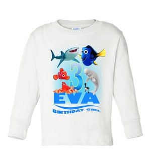 Finding Dory Birthday Long Sleeve and Short Sleeve Shirt Custom personalized shirts for all family,