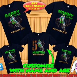 Dirt bike birthday shirt, Dirt bike custom tshirt, Dirt bike theme party shirts, Dirt bike family matching shirts, Motorcycle shirt name age