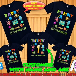 Personalized Monster Birthday Shirt: Matching Family Party T-Shirts