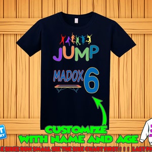 Jump personalized t-shirt, Jump custom birthday shirt, Jump trampoline party shirts, Jump matching family shirts, Jump squad shirts name age