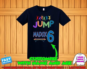 Jump personalized t-shirt, Jump custom birthday shirt, Jump trampoline party shirts, Jump matching family shirts, Jump squad shirts name age
