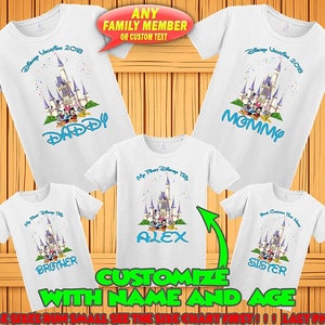 Disney family matching custom t-shirts, Family vacation disney shirts, custom Personalized disney shirt, Birthday Disney Shirts White Short Sleeve