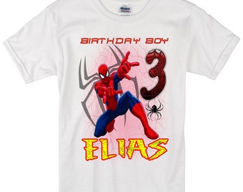 Spiderman Birthday Long Sleeve and Short Sleeve Shirt Custom personalized shirts for all family,