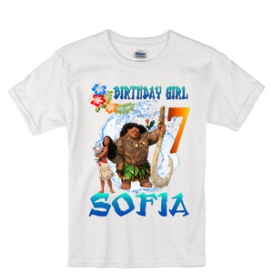 Moana Birthday Long Sleeve and Short Sleeve Shirt, Custom personalized t-shirts for all family