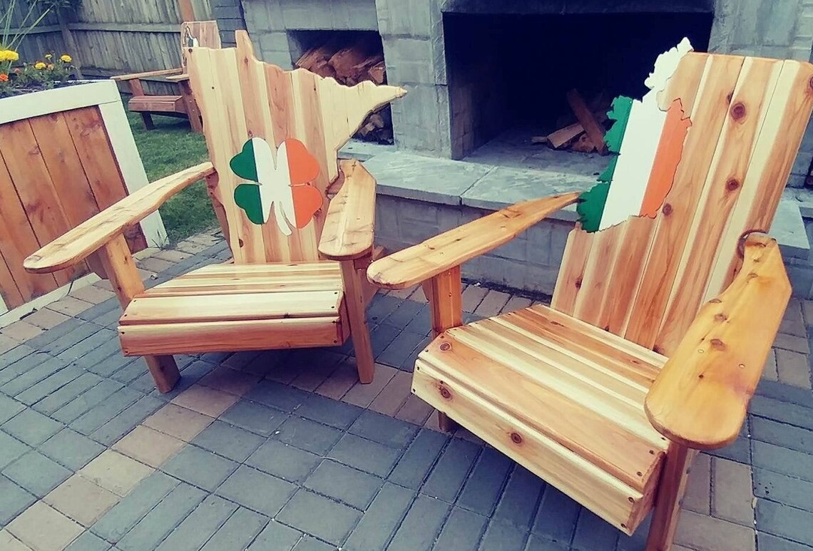 Bandera de Irlanda silla Adirondack de trébol de 3 hojas o 4 | Etsy