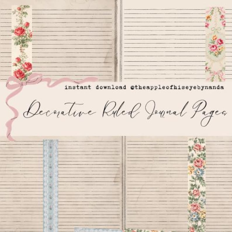 Decorative Ruled Journal Pages - Etsy
