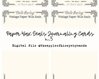 Paper Wax Seal Journaling Cards N.5|Pen Pal Writing Papers | Digital Pen Pal | Ephemera | Junk Journal | Pen pal | Writing Letters