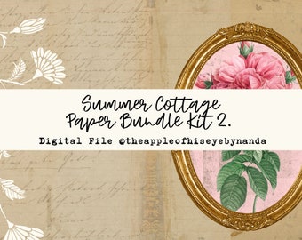 Summer Cottage/ Paper Bundle Kit 2./ Scrapbooking Paper/ Vintage Paper/Junk Journal Paper/Bible Journaling
