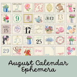 August Calendar Ephemera