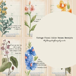 Recibos vintage de versículos bíblicos florais