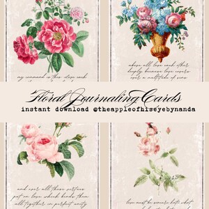 Tarjetas de diario floral / Efímera / Diario basura / Amigo por correspondencia / Escritura de cartas / Diario bíblico /